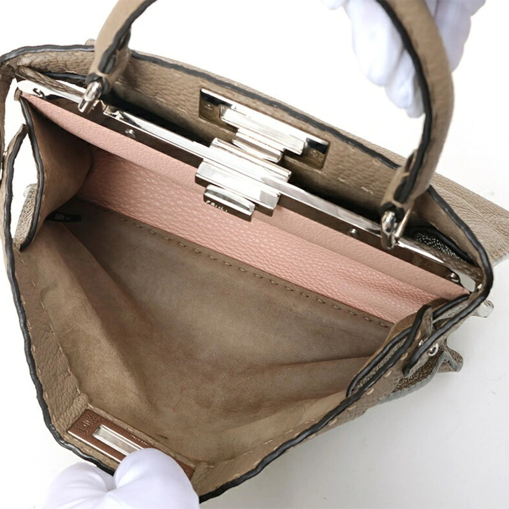 Fendi Peekaboo I See You Medium 8BN321 Selleria Leather Grey (Greige) - Picture 7 of 8